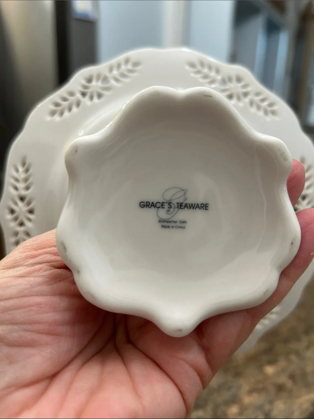 Grace’s Teaware 7” Victorian Lace Porcelain Pedestal Cake Stand